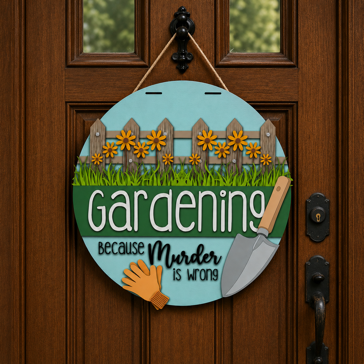 Gardening Because Murder is Wrong DIY Door Sign Kit