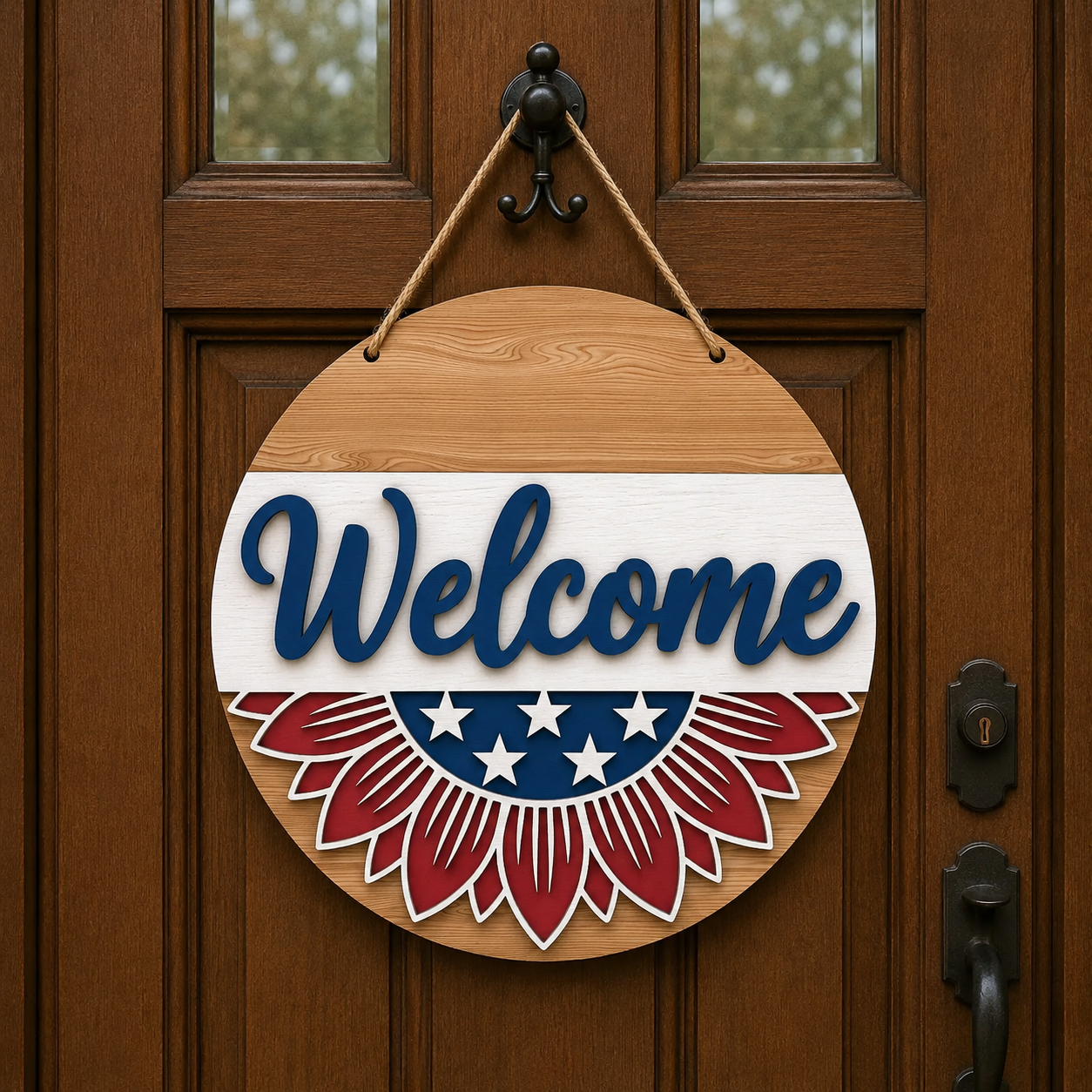 Patriotic Sunflower Welcome DIY Door Sign Kit