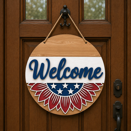 Patriotic Sunflower Welcome DIY Door Sign Kit