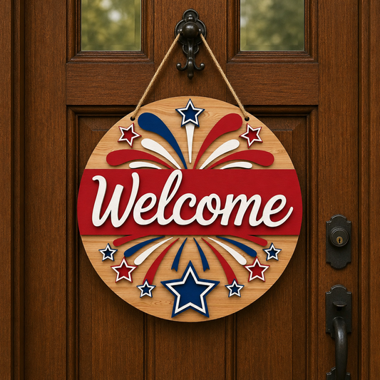Patriotic Firework Welcome DIY Door Sign Kit